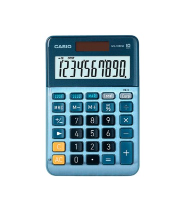 Calculadora casio ms 100em sobremesa 10 digitos tx tecla color azul