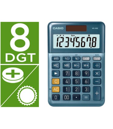 Calculadora casio ms 80e sobremesa 8 digitos tx tecla doble cero color azul