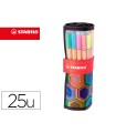 Rotulador stabilo punta de fibra point 88 art estuche rollerset de 25 unidades colores surtidos