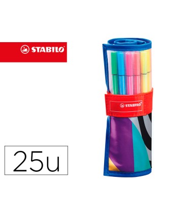 Rotulador stabilo punta de fibra pen 68 arty estuche rollerset de 25 unidades colores surtidos