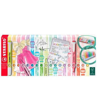 Rotulador stabilo fluorescente swing cool pastel deskset estuche de 18 unidades colores surtidos