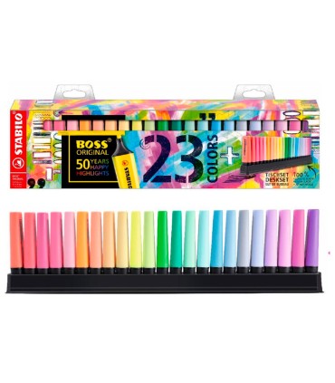 Rotulador stabilo boss fluorescente 70 deskset estuche de 23 unidades colores surtidos