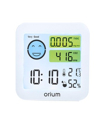 Medidor de aire orium quaelis 20 medidor de co2 y cov superficie 30 m2 pantalla lcd color blanco 8x25 x 8 cms