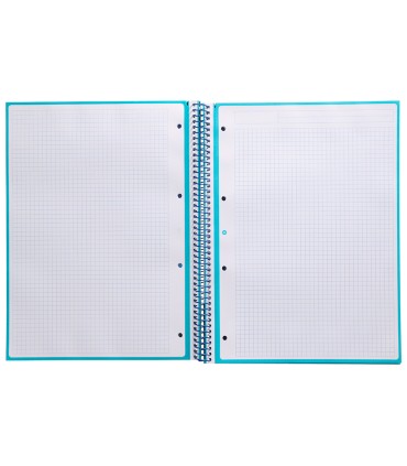 Cuaderno espiral liderpapel a4 micro antartik tapa forrada 80h 90 gr cuadro 5mm 1 banda 4 taladros turquesa