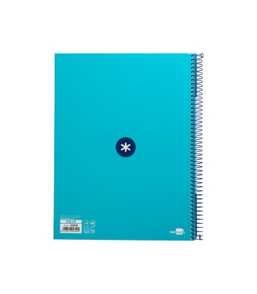 Cuaderno espiral liderpapel a4 micro antartik tapa forrada 80h 90 gr cuadro 5mm 1 banda 4 taladros turquesa