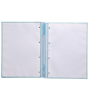 Cuaderno espiral liderpapel a4 micro antartik tapa forrada 80h 90 gr cuadro 5mm 1 banda 4 taladros celeste