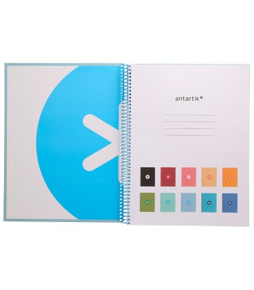 Cuaderno espiral liderpapel a4 micro antartik tapa forrada 80h 90 gr cuadro 5mm 1 banda 4 taladros celeste