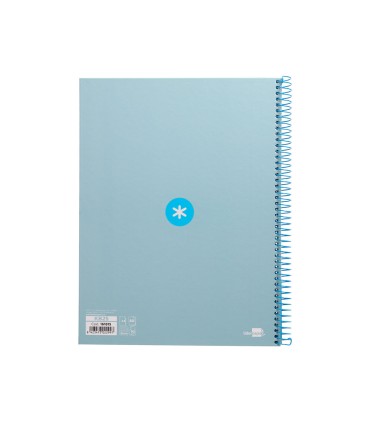 Cuaderno espiral liderpapel a4 micro antartik tapa forrada 80h 90 gr cuadro 5mm 1 banda 4 taladros celeste