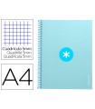 Cuaderno espiral liderpapel a4 micro antartik tapa forrada 80h 90 gr cuadro 5mm 1 banda 4 taladros celeste