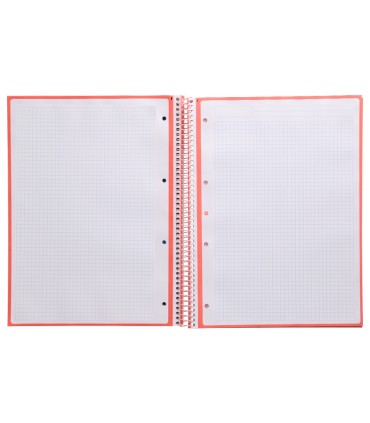 Cuaderno espiral liderpapel a4 micro antartik tapa forrada 80h 90 gr cuadro 5mm 1 banda 4 taladros rosa claro