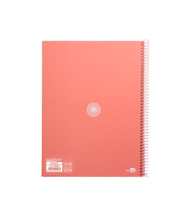 Cuaderno espiral liderpapel a4 micro antartik tapa forrada 80h 90 gr cuadro 5mm 1 banda 4 taladros rosa claro