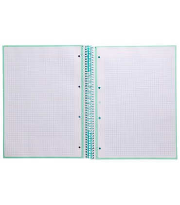 Cuaderno espiral liderpapel a4 micro antartik tapa forrada 80h 90 gr cuadro 5mm 1 banda 4 taladros menta