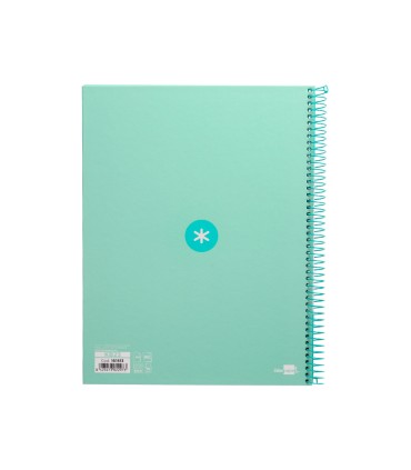 Cuaderno espiral liderpapel a4 micro antartik tapa forrada 80h 90 gr cuadro 5mm 1 banda 4 taladros menta