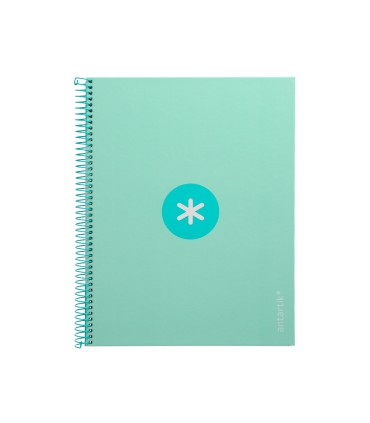 Cuaderno espiral liderpapel a4 micro antartik tapa forrada 80h 90 gr cuadro 5mm 1 banda 4 taladros menta