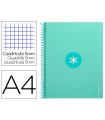 Cuaderno espiral liderpapel a4 micro antartik tapa forrada 80h 90 gr cuadro 5mm 1 banda 4 taladros menta