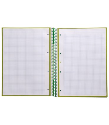 Cuaderno espiral liderpapel a4 micro antartik tapa forrada 80h 90 gr cuadro 5mm 1 banda 4 taladros verde