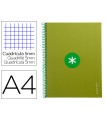 Cuaderno espiral liderpapel a4 micro antartik tapa forrada 80h 90 gr cuadro 5mm 1 banda 4 taladros verde