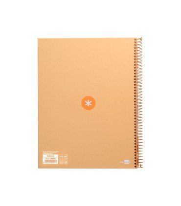 Cuaderno espiral liderpapel a4 micro antartik tapa forrada 80h 90 gr cuadro 5mm 1 banda 4 taladros color peach