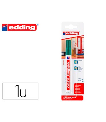 Rotulador edding marcador permanente 3000 n4 verde punta redonda 15 3 mm blister de 1 unidad