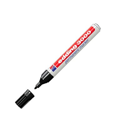 Rotulador edding marcador permanente 3000 negro n1 punta redonda 15 3 mm blister de 1 unidad