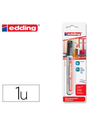 Rotulador edding marcador permanente 3000 negro n1 punta redonda 15 3 mm blister de 1 unidad