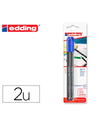 Rotulador edding punta fibra 1200 azul n3 punta redonda 05 mm blister de 2 unidades