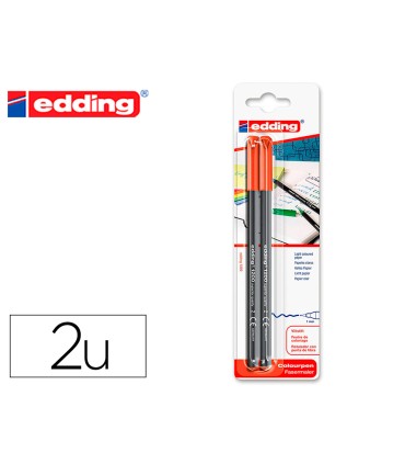 Rotulador edding punta fibra 1200 rojo n2 punta redonda 05 mm blister de 2 unidades