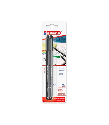 Rotulador edding punta fibra 1200 negro n1 punta redonda 05 mm blister de 2 unidades