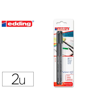 Rotulador edding punta fibra 1200 negro n1 punta redonda 05 mm blister de 2 unidades