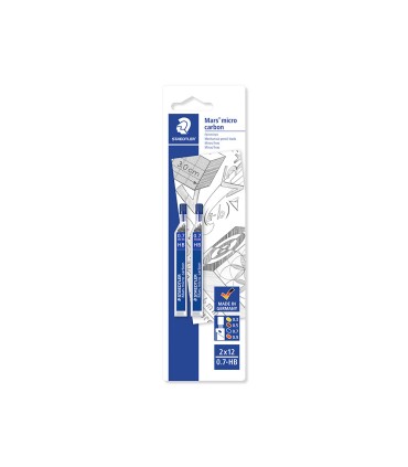 Minas staedtler mars micro grafito 07 mm hb tubo con 12 unidades blister de 2 unidades