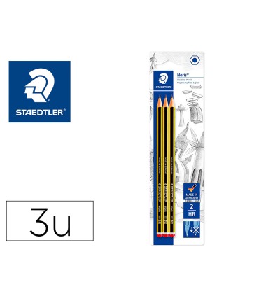 Lapices de grafito staedtler noris n2 hb blister de 3 unidades