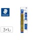 Lapices de grafito staedtler noris n2 hb blister de 3 unidades 1 goma de borrar mars plastic