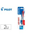 Boligrafo pilot super grip retractil sujecion de caucho tinta base de aceite en blister 1 azul + 1 rojo