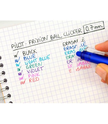 Boligrafo pilot frixion clicker borrable 07 mm punta media azul en blister