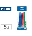 Boligrafo milan p1 retractil 1 mm touch blister de 5 unidades colores surtidos