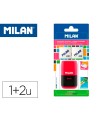 Sacapuntas milan compact touch duo plastico 2 usos con goma + 2 recambios de goma en blister