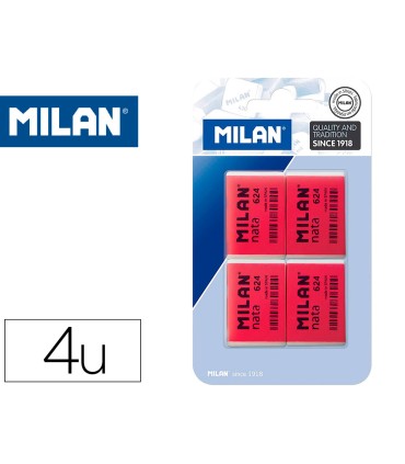 Goma de borrar milan nata 624 blister de 4 unidades