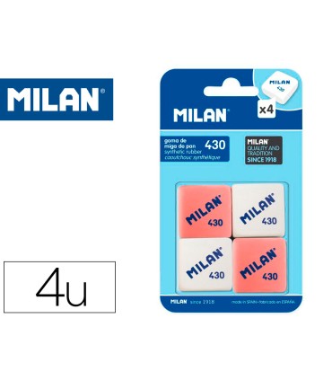 Goma de borrar milan 430 blister de 4 unidades