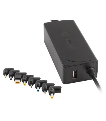 Adaptador de corriente ngs automatic 45w con 8 adaptadores y salida usb 2a