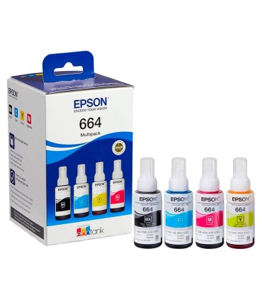 Ink epson 664 4 clr multipack bk c m y ecotank l300 l355 l555 et 2500 et 2550 et 2600 