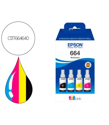 Ink epson 664 4 clr multipack bk c m y ecotank l300 l355 l555 et 2500 et 2550 et 2600 