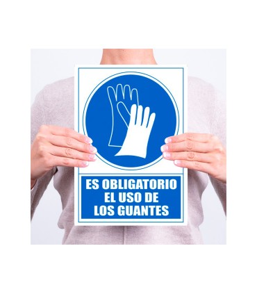 Pictograma archivo 2000 obligatorio uso de guantes pvc azul luminiscente 210x297 mm