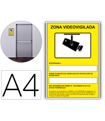 Pictograma archivo 2000 camaras de vigilancia en grabacion las 24 horas pvc amarillo luminiscente 210x297