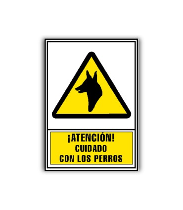 Pictograma archivo 2000 atencion cuidado con los perros pvc amarillo luminiscente 210x297 mm