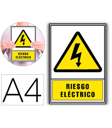 Pictograma archivo 2000 riesgo electrico pvc amarillo luminiscente 210x297 mm