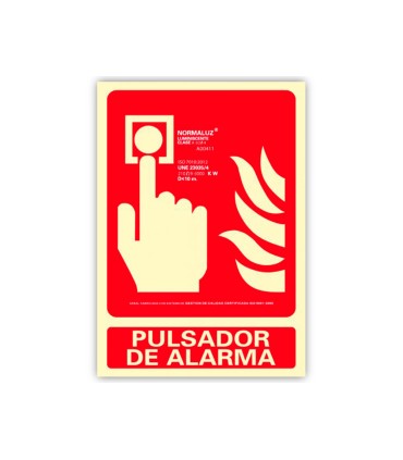 Pictograma archivo 2000 pulsador de alarma pvc rojo luminiscente 210x300 mm