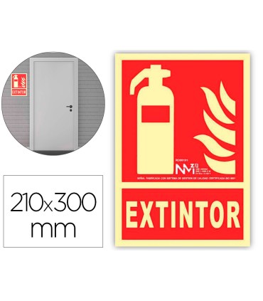 Pictograma archivo 2000 extintor pvc rojo luminiscente 210x300 mm