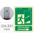 Pictograma archivo 2000 salida emergencia escalera sube derecha pvc verde luminiscente 224x300 mm