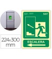 Pictograma archivo 2000 salida emergencia escalera sube izquierda pvc verde luminiscente 224x300 mm