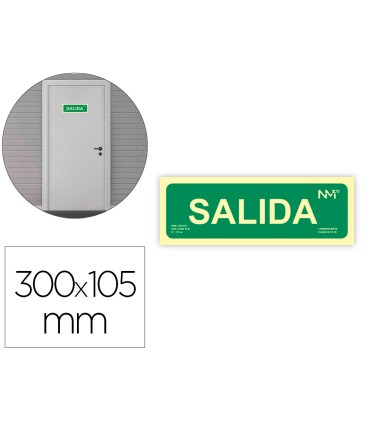 Pictograma archivo 2000 salida pvc verde luminiscente 300x105 mm pack de 2 unidades